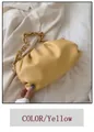 Fashionable yellow cloud bag in faux leather featuring a chunky gold chain strap - Yellow
