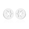 Detalle de pendientes de botón con diseño de copo de nieve en acero pulido - Color Acero