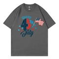 T-shirt en coton gris foncé avec imprimé Happy 4th of July et motifs d'étoiles - Gris Foncé (Happy 4th of July)