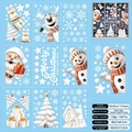 Set de 9 pegatinas estáticas navideñas con Papá Noel, renos y muñecos de nieve - Estilo Papá Noel Azul Hielo (S23)