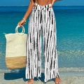 Three-piece bikini set featuring black and white tie-dye high-waist cutout wide-leg pants - S / Bottoms / Wide Belt Wide Leg Pants / Black White Polka Dot