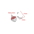 Red enamel mushroom charm for DIY jewelry with silver metal back and 1.5mm hole - Mushroom (Single Hole) / 12*17mm (Hole: 1.5mm) (ai-5 Pieces/Pack) / Steel Red