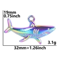 Rainbow shark pendant measurements showing 32mm length and 19mm height in detail - Rainbow Color Pendant