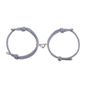 Bracelets en corde de Milan bleu clair et gris avec breloque cœur magnétique - Gris