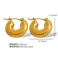 Golden stainless steel hoop earrings with unique spiral textured design, 17.5mm diameter - EH252 / Gold