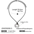 Silver horseshoe pendant on 78cm black wax cord made of waterproof stainless steel - Silver U-shape Pendant (JDN0306086-S)