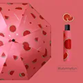 Ombrello pieghevole rosa con motivo anguria e custodia per il trasporto abbinata - Ombrello manuale standard a 8 stecche frutta - Anguria