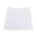 Detailed view of white sequin mini skirt showing intricate round sequin sewing craftsmanship - XS / White