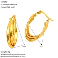 Detaillierte Größenangaben für 18 Karat vergoldete mehrlagige Creolen in 30x18 mm - Mehrlagiger Stil (SE126G)