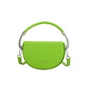 Neon green saddle bag with silver handle and detachable leather strap for women - Green