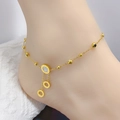 Gold titanium anklet with Roman numeral ring pendants and sparkling zircon accents - Roman Round