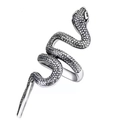 Vintage silver snake-shaped wrap ring with intricate scale textures and spiral design - Adjustable Open / Style 10 (Spiral Silver Snake)