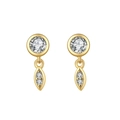 Elegant gold-plated S925 silver stud earrings with sparkling round and marquise crystals - Gold Style 1-Dangle Earrings