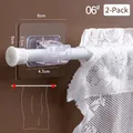 Transparent self-adhesive curtain rod brackets with 6x6cm base for rod fixation - Curtain Rod Hook / 2 Pieces (Loose) / Clear