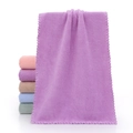 Purple thickened coral fleece absorbent towel with elegant wavy scalloped edges - Coral Fleece Purple (Towel)