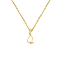 Gold stainless steel square chain necklace featuring a heart-accented letter Q pendant - Letter Q (XL-82-4)