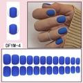 Detail view of 24 pieces matte blue short square press-on nails with sizing scale - Glue Type / Matte Deep Blue (DFYM-04)