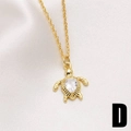 Collier pendentif tortue marine plaqué or 18k avec zircon en forme de goutte style D - Style D-Tortue Zircon Poire