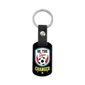 Football keychain with black leather strap and BE THE Game CHANGER slogan print - Be The Changer Style (CPK112)
