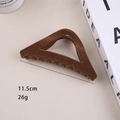 Detail of 11.5cm brown flocked velvet shark hair claw clip showing texture and dimensions - 11.5cm Flocked Triangular Claw Clip Light Coffee