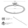 Detailed size and material technical diagram for silver cuban link stainless steel bracelet - Steel Color OT Clasp Bracelet