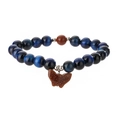 Blue tiger eye and gold sandstone beaded bracelet featuring a delicate butterfly pendant - Blue Tiger Eye + Gold Sand Stone