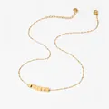 Minimalist gold stainless steel necklace featuring five small square bead pendants - Five Square Cube Beads Style (B957) / Gold