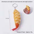 Realistic Tempura Shrimp keychain with golden breadcrumb texture and red tail detail - Salad Sauce Breaded Tempura Big Shrimp (Keychain)