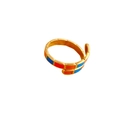 Minimalistischer vergoldeter Edelstahlring mit buntem Emaille-Inlay im Segment-Design - Regenbogen Segmentierter Stil (JZ-YS400)