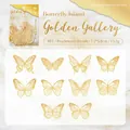 Golden Gallery butterfly PET stickers with shell light effect and vintage DIY aesthetic - Golden Gallery