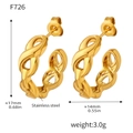 Dettaglio degli orecchini a C in acciaio placcato oro 18K con dimensioni e misure - Stile Intrecciato Torto(F726) / Oro