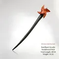 Horquilla artesanal de madera de sándalo rojo y negro de 18 cm con diseño de molino de viento - Horquilla de molinillo (Esperando al viento)