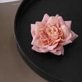 Pink fabric flower hair clip and brooch with realistic petal texture and yellow stamen - Pointed Rose / Korean Pink