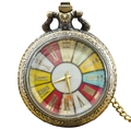 Orologio da taschino vintage in bronzo con quadrante romano colorato e cassa incisa - Bronzo Antico