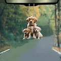 Cute golden retriever puppies acrylic car hanging ornament for mirror and bags - 20-Three Golden Puppies