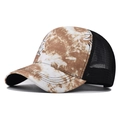 Modieuze mesh baseballpet met bruin tie-dye kleurverloop en geborduurd patroon - M (56-58cm) / Verloop Geel