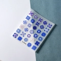Adesivi per unghie 5D con motivi di piastrelle retrò blu bohémien e marocchini - Stile Porcellana Blu e Bianca (FEB-383)
