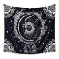 Detail of bohemian sun and moon tapestry with mandala patterns and dreamcatcher design - ZJ2143-3/B&W Dreamcatcher Sun Moon / 73X95CM/Brushed Fabric