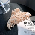 Large acetate hair claw clip with cream and pink marble texture for women's hairstyle - Floral Light Coffee 10cm