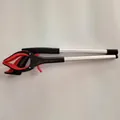 Foldable aluminum reacher grabber tool with red and black handle for trash picking - Standard Pack / Red