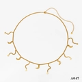 Golden stainless steel waist chain featuring alternating crescent moon and star charms - Gold (A047)