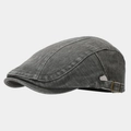 Béret vintage en denim délavé gris anthracite avec boucle de réglage latérale en métal - Réglable / Gris