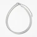 Minimalist silver flat snake bone omega chain necklace with adjustable lobster clasp - Silver