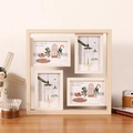 Minimalistischer 4-facher Collagen-Bilderrahmen aus hellem Holz für 4x6 Zoll Fotos - Naturholzfarbe 4-Öffnung (4x 6-Zoll)