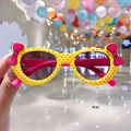 Kids' yellow sunglasses with red polka dots and decorative pink bows for girls - Yellow Polka Dot