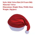 Kids velvet Christmas hat in classic red and white for children aged 2-8 years - Gold Velvet Kids Style