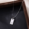 Minimalist S925 silver necklace featuring a rectangular pendant with engraved letter P - Letter P / Silver