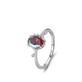 Anello in argento sterling S925 con grande zircone ovale colorato su sfondo bianco puro - US 5 / Stile con Pietra Multicolore Ovale (RHR1243)