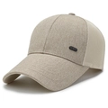 Men's breathable beige mesh baseball cap with curved brim for sun protection - Adjustable / Khaki