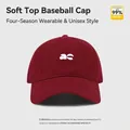 Unisex burgundy cotton baseball cap with white AC embroidery and UPF 50+ sun protection - ac Print-Wine Red